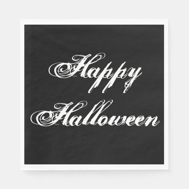 Black Happy Halloween Paper Napkin Serviette (Vorderseite)