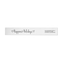 Black Happy Holidays Address Labels