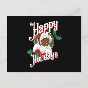 Black Happy Holidays Afrikanische Santa Mrs. Cl Postkarte
