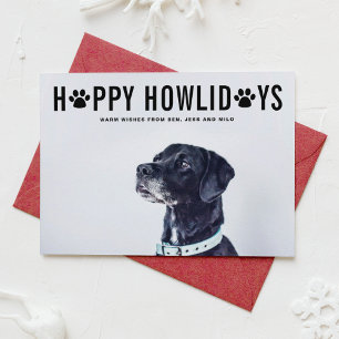 Black Happy Howlidays Bold Typografy Pet Holiday Feiertagskarte