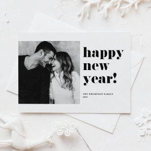 Black Happy New Year 2022 Fett Typografy Foto Feiertagskarte