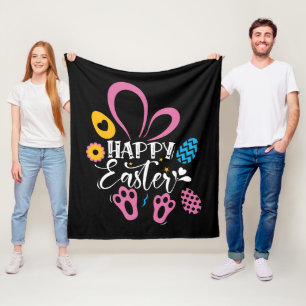 Black Happy Oaster Niedlich Bunny Ostereier Hunt Fleecedecke