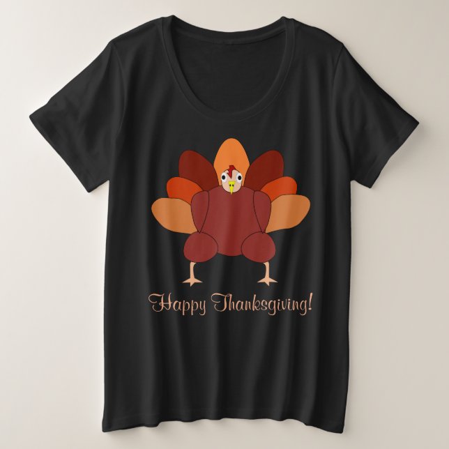 Black Happy Thanksgiving Sweatshirt Türkei Große Größe T-Shirt (Design vorne)