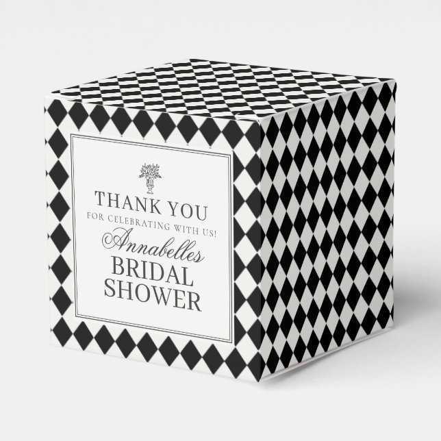 Black Harlequin Checkered Bridal Shower Geschenkschachtel (Vorderseite)