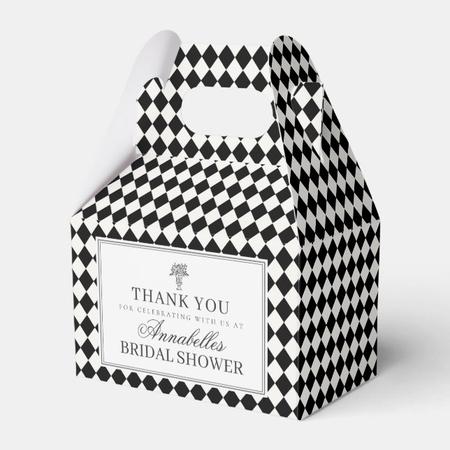 Black Harlequin Checkered Bridal Shower Geschenkschachtel (Vorderseite)