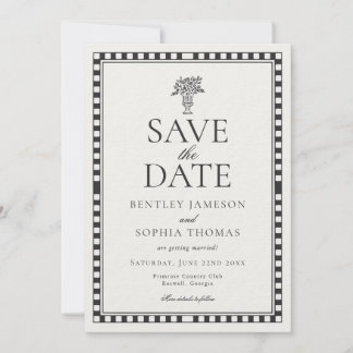 Black Harlequin Checkered Save the Date Einladung