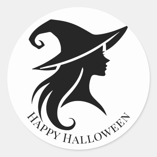 Black Hat Hexe Wiccan Hexen Halloween-Party Runder Aufkleber (Vorderseite)