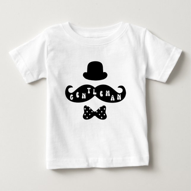 Black Hat Mustache Lässig Baby Boy T - Shirt (Vorderseite)