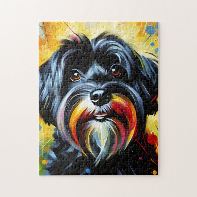 Black Havanese Hund Acrylic Print Dog Lover Gesche Puzzle (Vertikal)