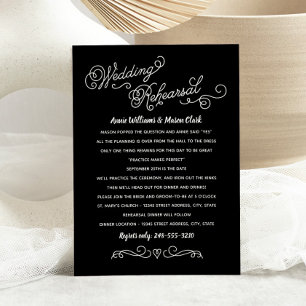 Black Heart Flourish Hochzeitsprobe Einladung