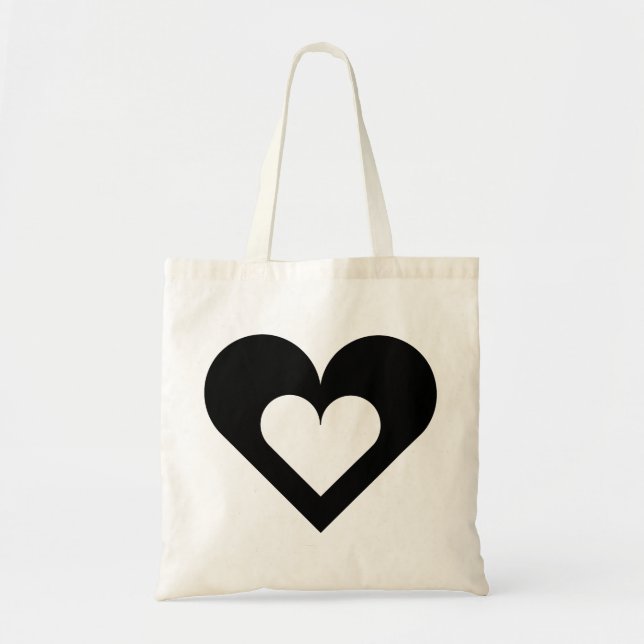 Black Heart on Heart Tote Bag Tragetasche (Vorne)