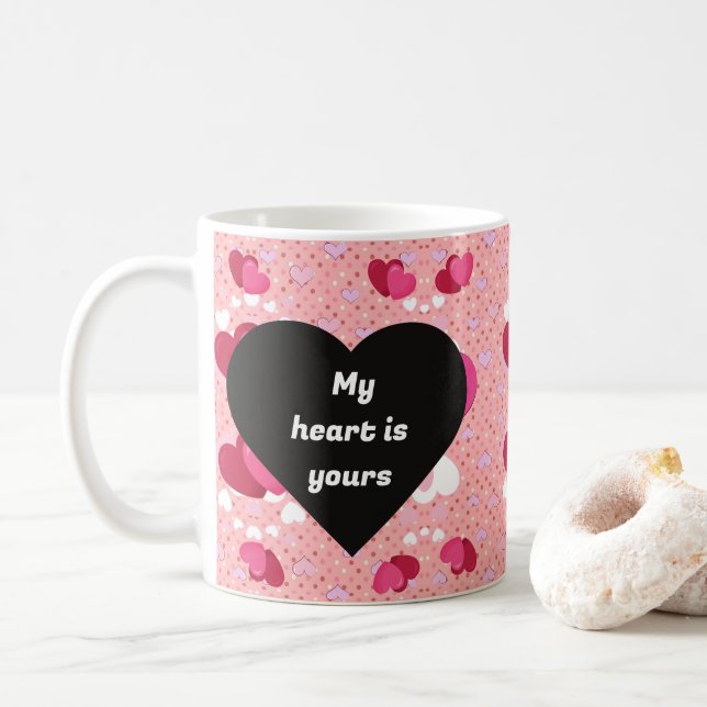 black heart vibrant romantic wallpaper kaffeetasse (Mit Donut)