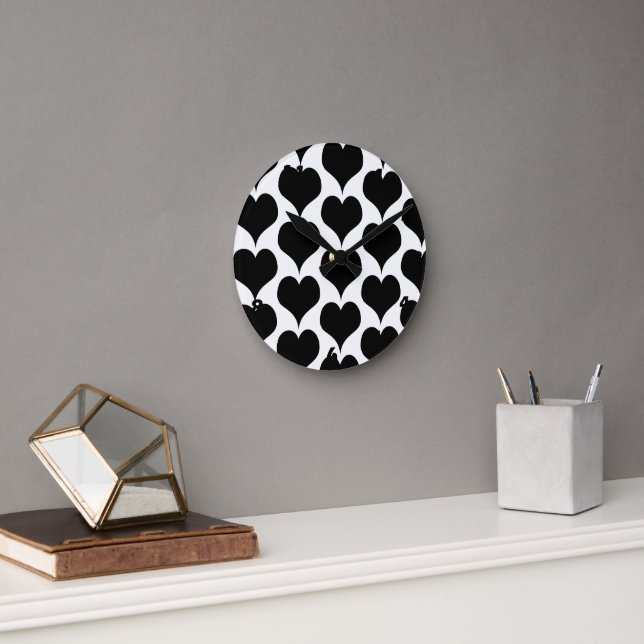 Black Hearts Design (wird oft als BH Design oder B Runde Wanduhr (Büro)