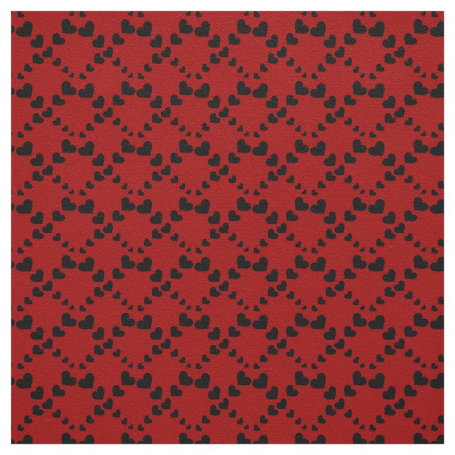 Black Hearts on Red Fabric Stoff (Muster)