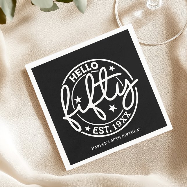 Black Hello 50. Geburtstag Serviette (Von Creator hochgeladen)