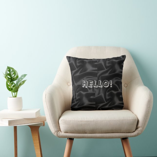 Black Hello Throw Pillow Kissen (Stuhl )