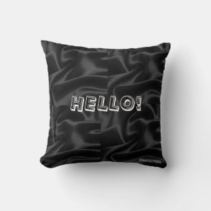 Black Hello Throw Pillow Kissen
