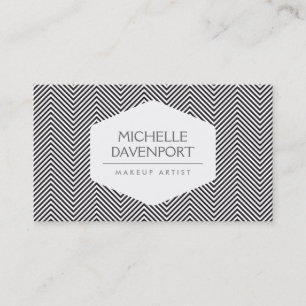 BLACK HERRINGBONE PATTER Designer Business Card Visitenkarte