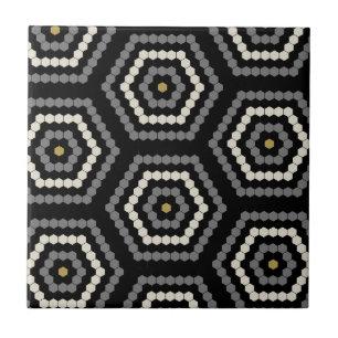 Black Hexagon Penny Hex Tile Pattern Fliese