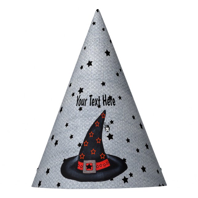 Black Hexenhut Silver Schnüre Niedliche Spiderstar Partyhütchen (Vorderseite)