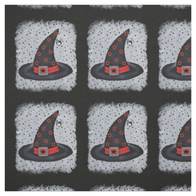 Black Hexenhut Spider Orange Black Stars Stoff (Muster)