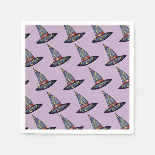 Black Hexenhut Zeichnend Napkins Serviette (Vorderseite)