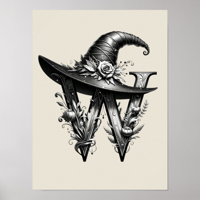 Black Hexenhutheft W Custom Initial Poster (Vorne)
