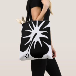 Black Hibiskus Tote Bag