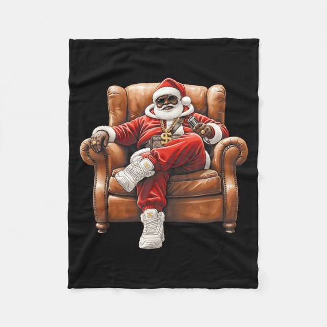 Black Hip Hop Santa Claus African American Santa  Fleecedecke (Vorderseite)