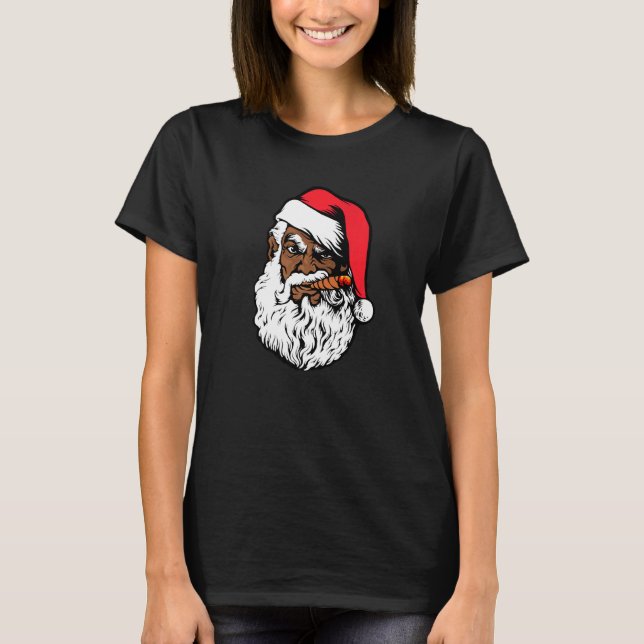 Black Hip Hop Santa Proud Afro African American Ch T-Shirt (Vorderseite)