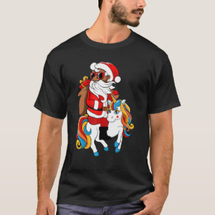 Black Hip Hop Santa Riding Unicorn Afrika Amerika T-Shirt
