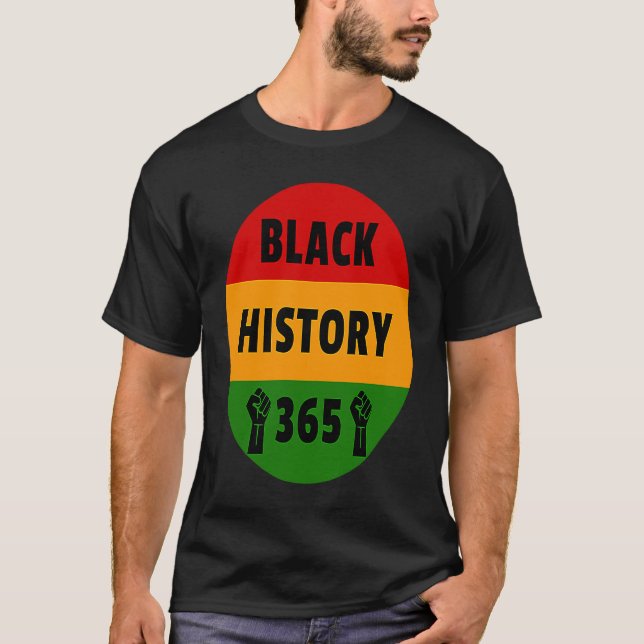 Black History 365  Power Fist Artwork T-Shirt (Vorderseite)