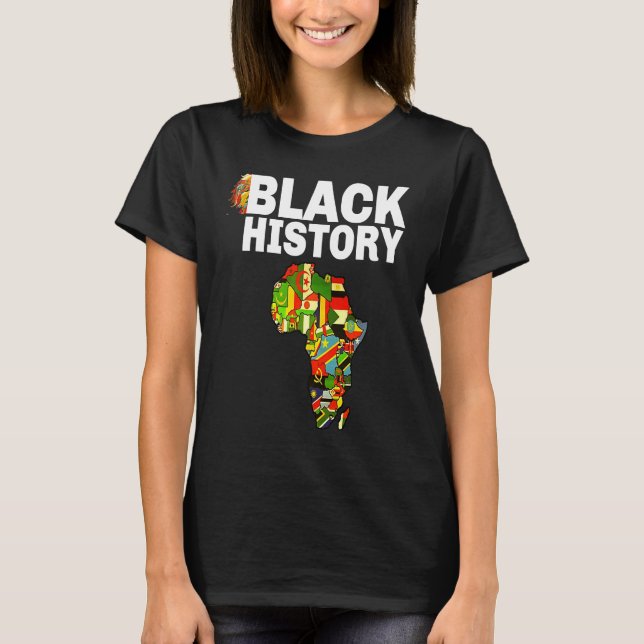 Black History Africa Map African Flag Pride T-Shirt (Vorderseite)