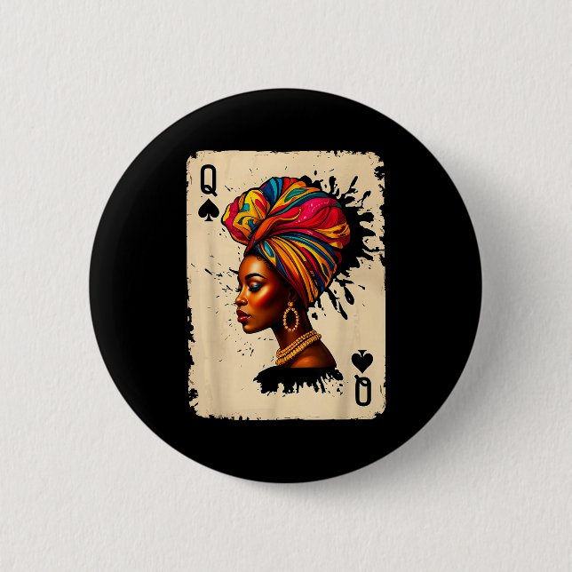 Black History African Melanin Queen Card Proud Gir Button (Vorderseite)