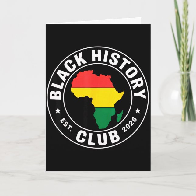 Black History Club Est 2026 Afrika Stolz Für Männe Karte (Vorderseite)