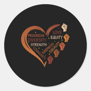 Black History Fists Diversity Equity Melanin Afric Runder Aufkleber