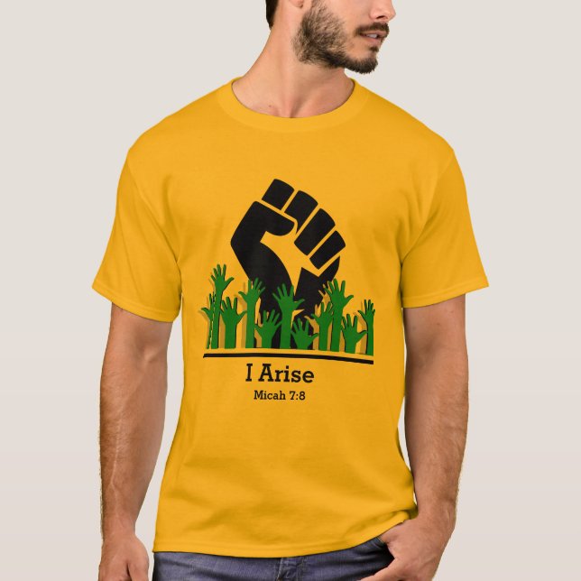 Black History - I ARISE - Personalisiert Micah 7:8 T-Shirt (Vorderseite)