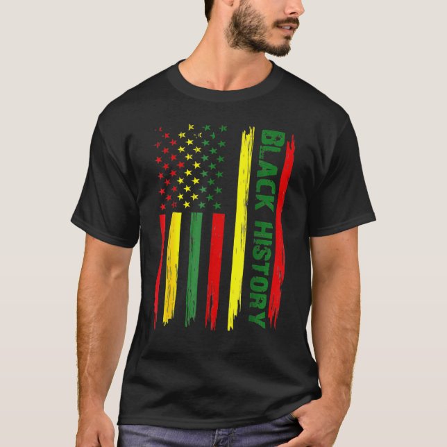 Black History in USA Flag Afro African Pride Men W T-Shirt (Vorderseite)