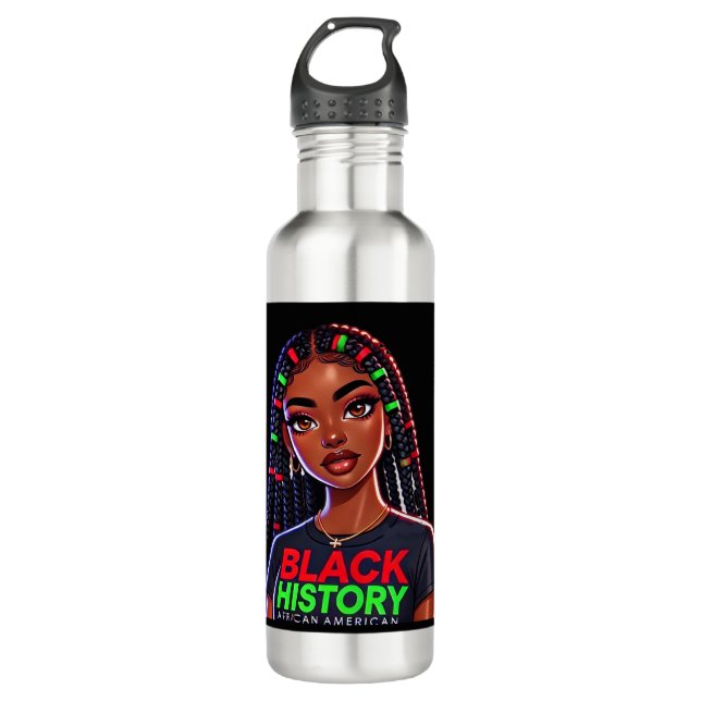 Black History Lady Edelstahlflasche (Vorderseite)