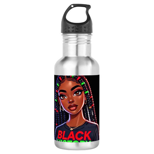 Black History Lady Edelstahlflasche (Vorderseite)