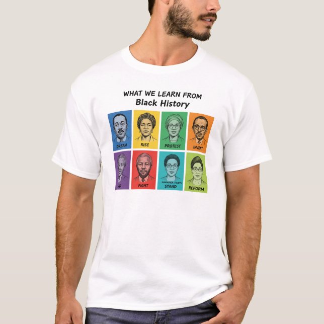 Black History Lessons Inspirational Graphic T-Shirt (Vorderseite)