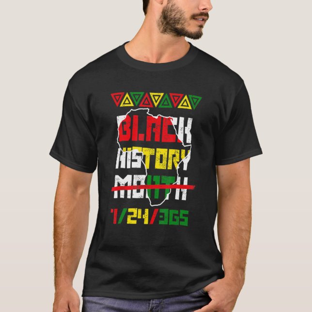 Black History Monat 24 7 BHM Afrikanischer Pride M T-Shirt (Vorderseite)