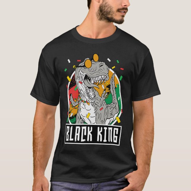 Black History Monat Rex Dinosaur Black King Dino B T-Shirt (Vorderseite)