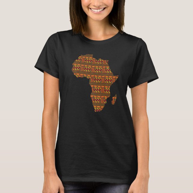 Black History Month Africa Map Kente Tuch for Afro T-Shirt (Vorderseite)