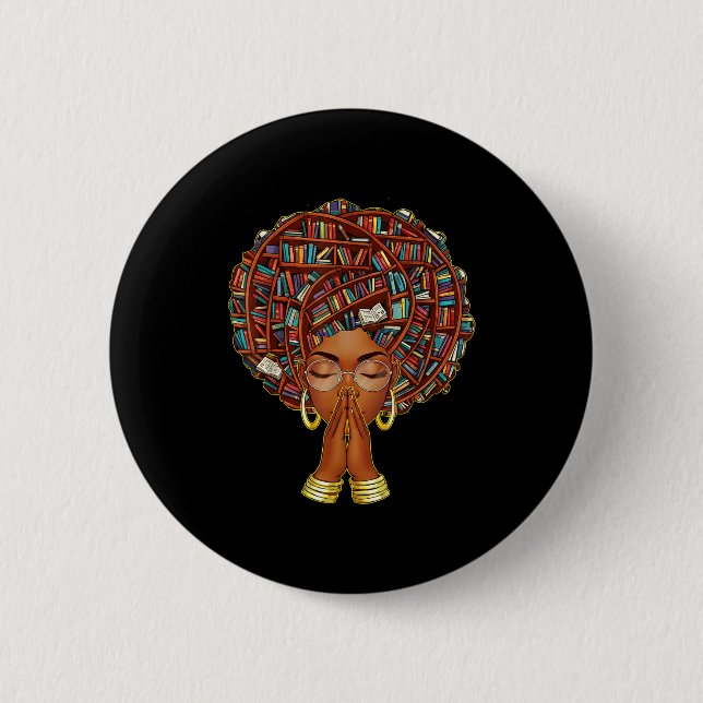 Black History Month Afro Book Lover Women Girls Li Button (Vorderseite)