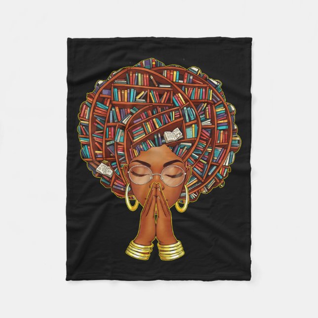 Black History Month Afro Book Lover Women Girls Li Fleecedecke (Vorderseite)