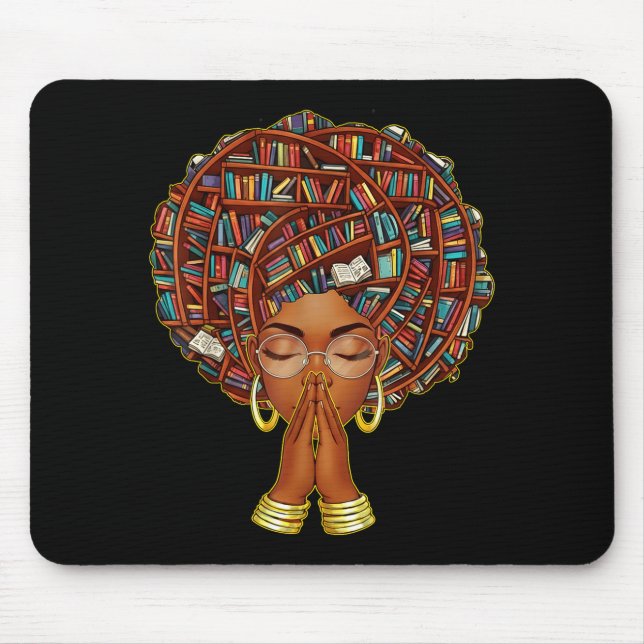 Black History Month Afro Book Lover Women Girls Li Mousepad (Vorne)