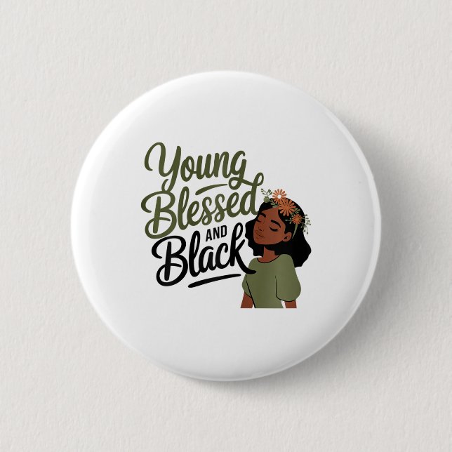Black History Month Awareness Blessed Black Melani Button (Vorderseite)