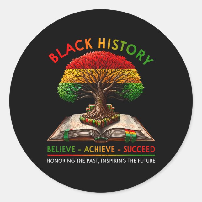 Black History Month Believe Achieve Succeed Melani Runder Aufkleber (Vorderseite)
