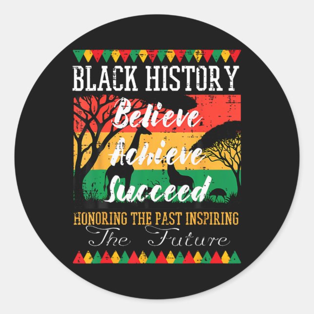 Black History Month Believe Achieve Succeed Melani Runder Aufkleber (Vorderseite)